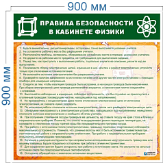 Стенд Правила безопасности в кабинете физики, 0,9х0,9 м