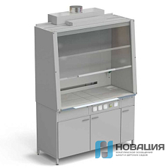 Шкаф вытяжной с мойкой из НС и ВЗБ светильником, рабочая поверхность монолитный керамогранит